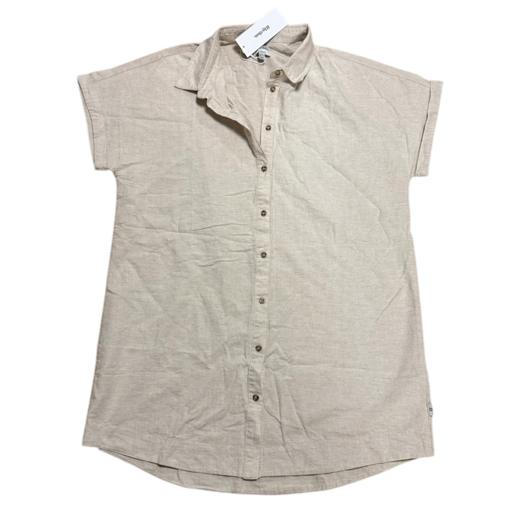 BNWT Rhythm Linen Cotton Shirt Dress Large Oat - Picture 2 of 4
